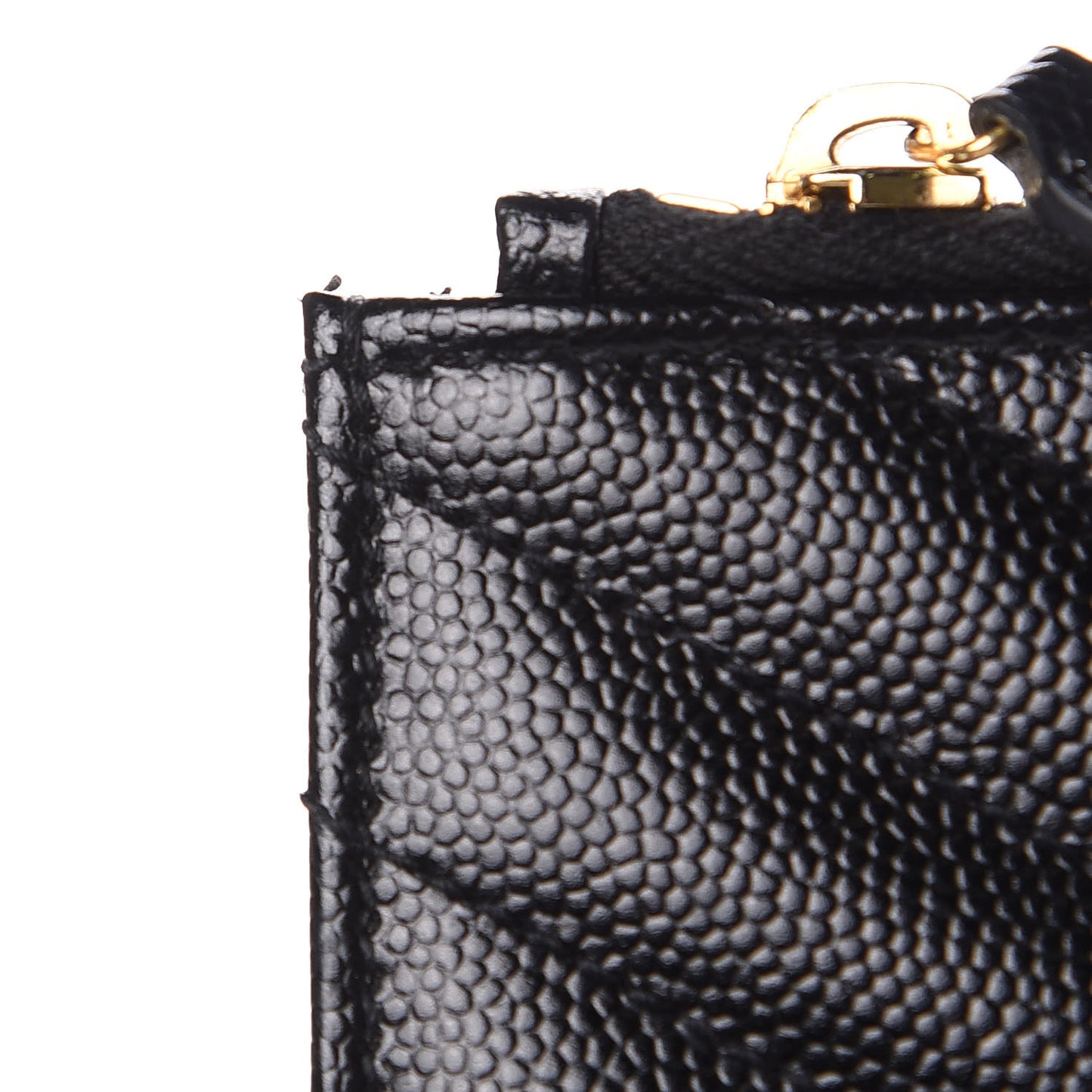 Grain De Poudre Matelasse Chevron Monogram Envelope Chain Wallet Black
