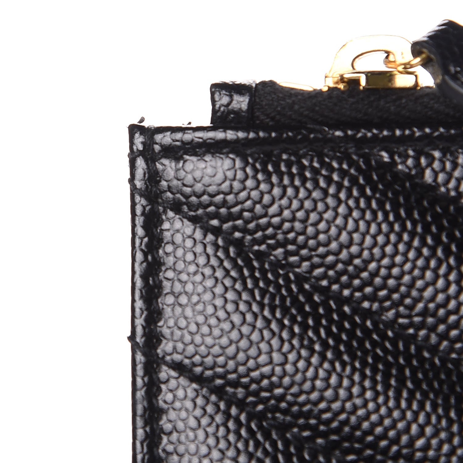 Saint Laurent Grain De Poudre Matelasse Chevron Monogram Envelope Chain Wallet Black 9 of 10