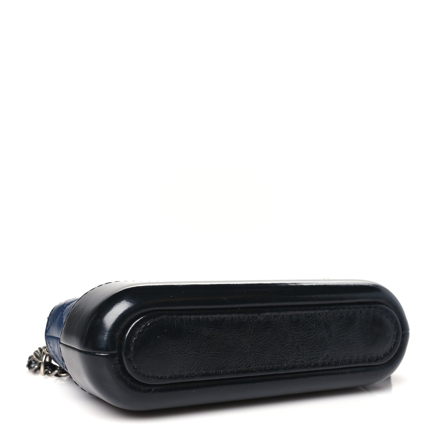 Aged Calfskin Quilted Small Gabrielle Clutch With Chain Navy Black