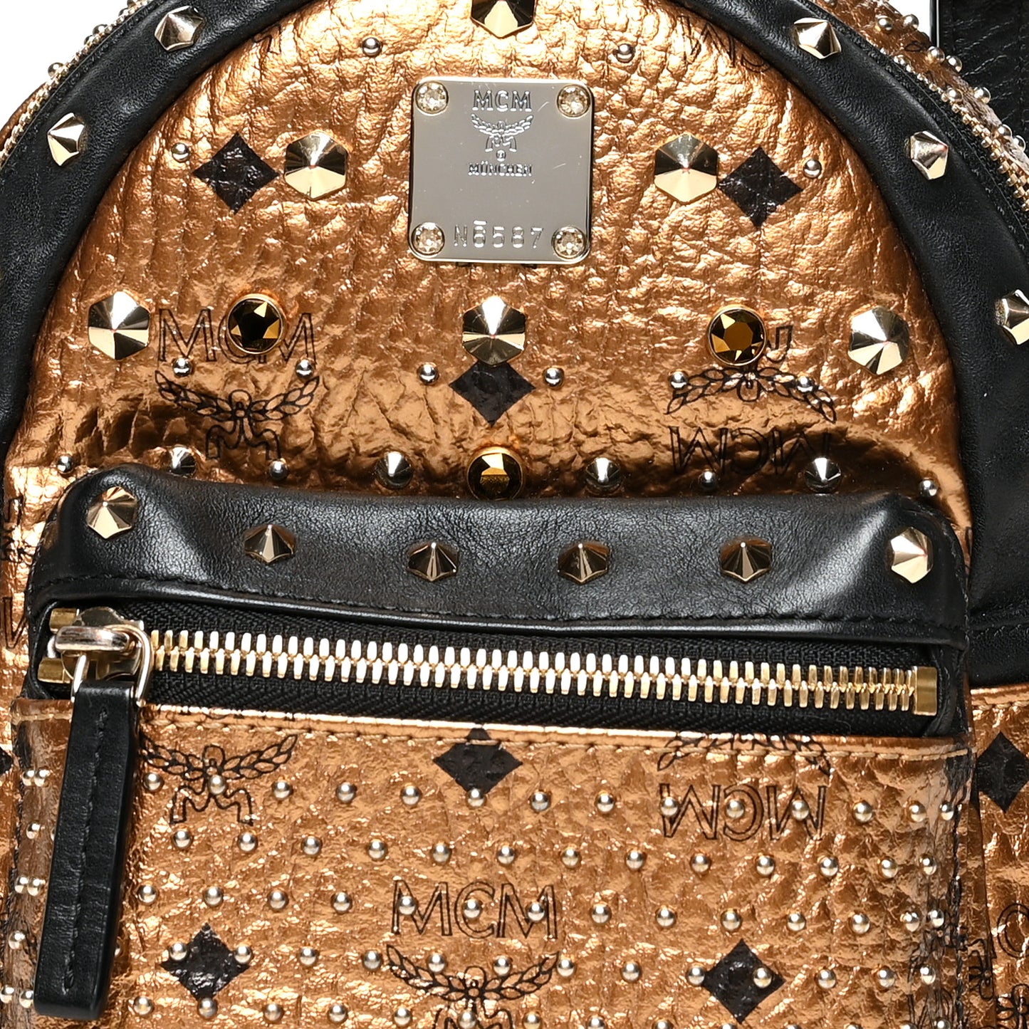 Metallic Visetos Studded Stark X-Mini Bebe Boo Backpack Gold