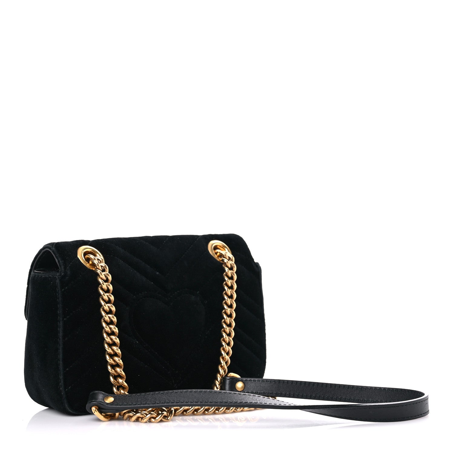 Gucci Velvet Matelasse Mini GG Marmont Shoulder Bag Black 3 of 11
