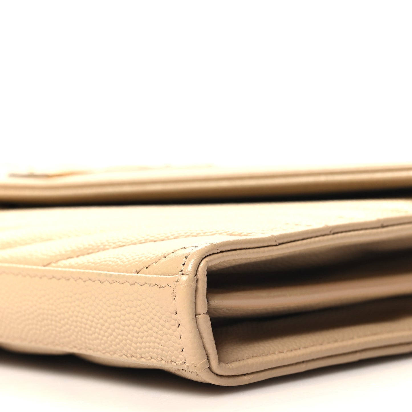 Grain De Poudre Matelasse Chevron Monogram Chain Wallet Dark Beige