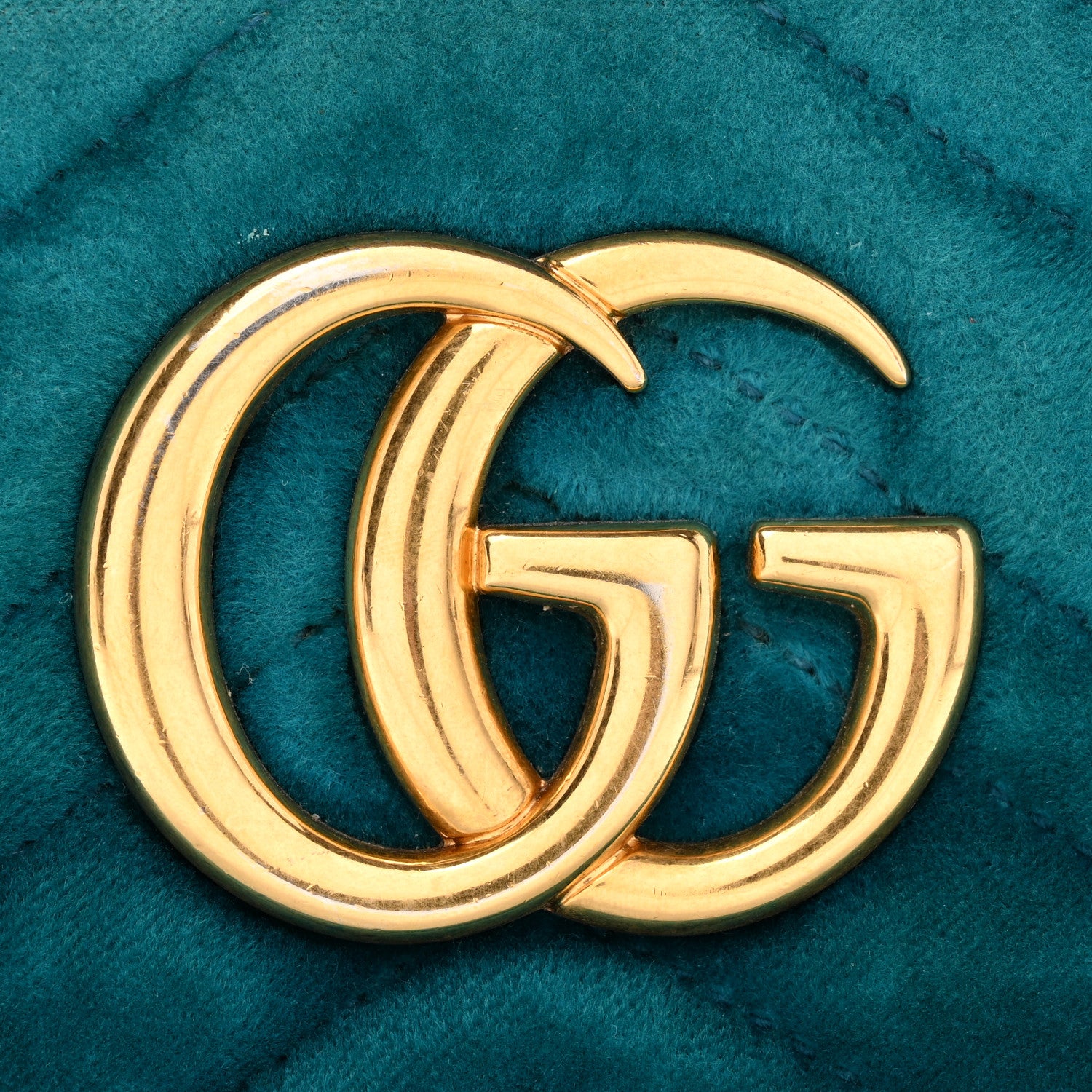 Gucci Velvet Matelasse Small GG Marmont Chain Shoulder Bag Pavone Cyan 11 of 14