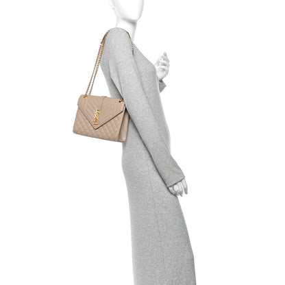 Saint Laurent Grain De Poudre Textured Mixed Matelasse Medium Triquilt Monogram Satchel Dark Latte 2 of 15