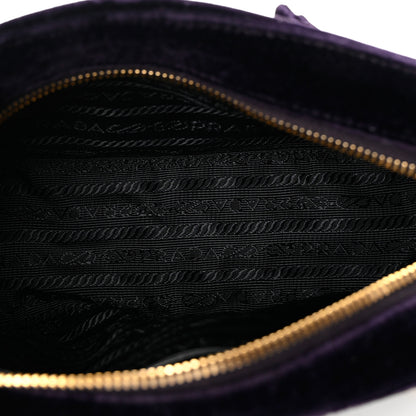 Prada Velluto Zip Top Chain Shoulder Bag Prugna 5 of 10