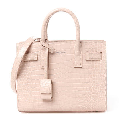Saint Laurent Calfskin Crocodile Embossed Nano Sac De Jour Rose Antic 1 of 10