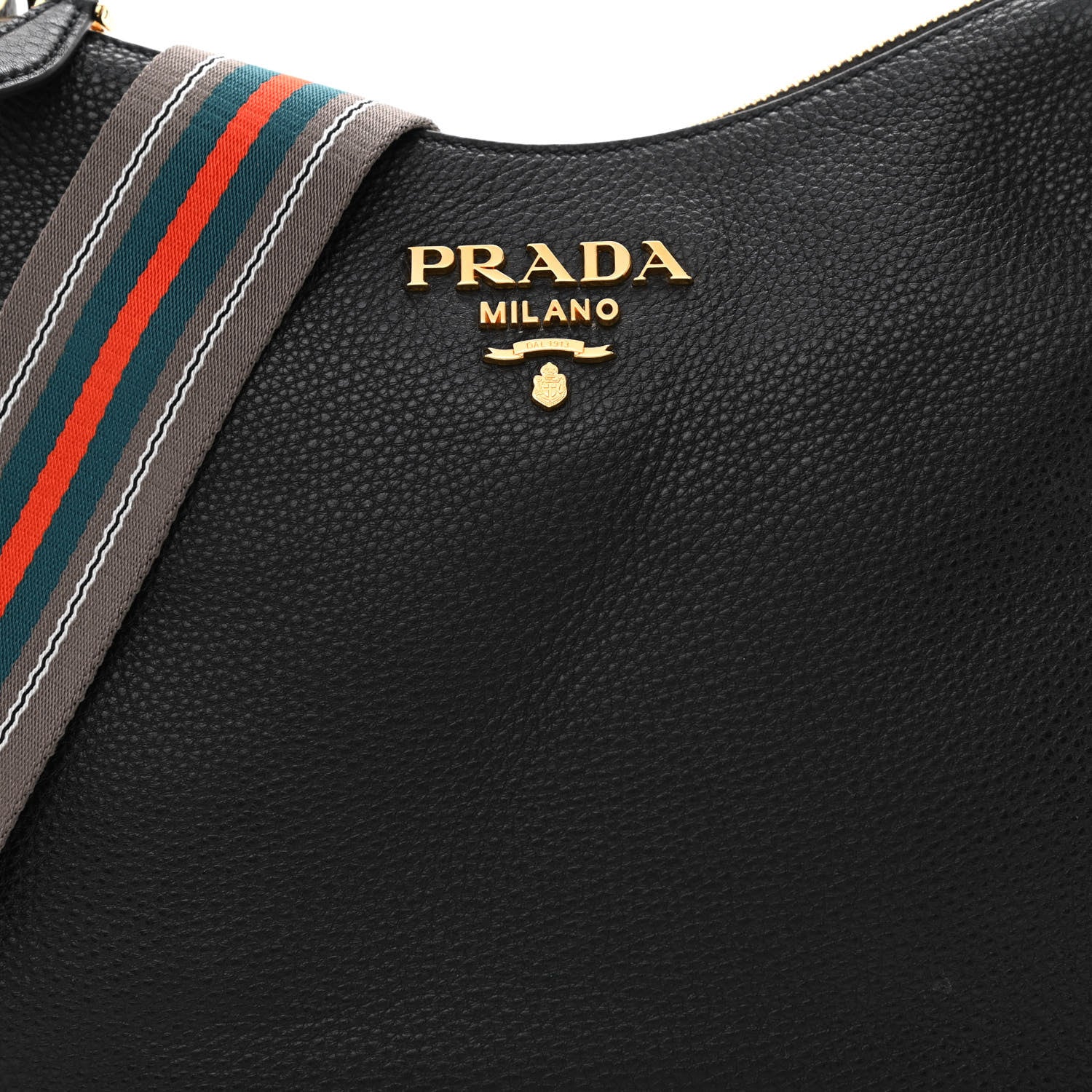 Prada Vitello Phenix Zippered Messenger Hobo Black 9 of 11