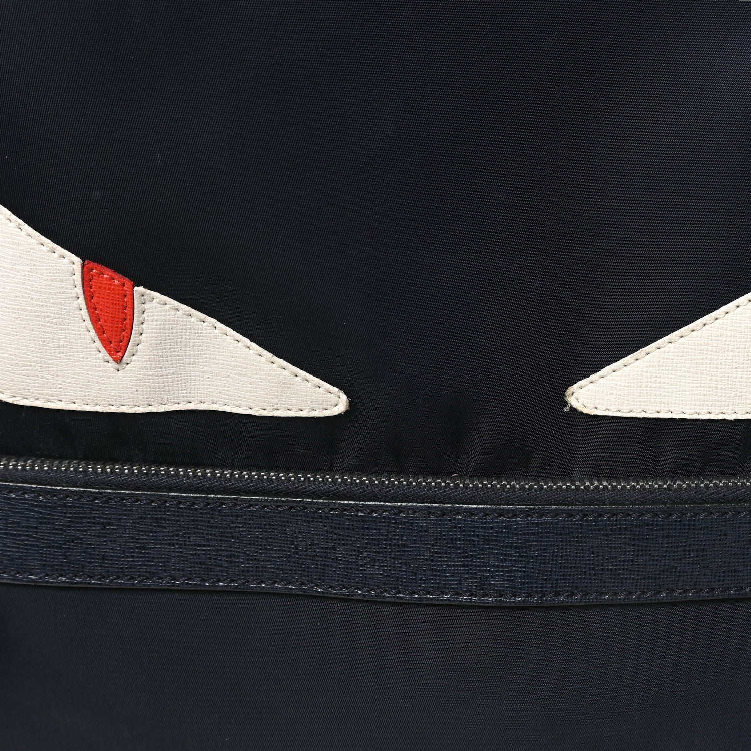 Fendi Nylon Vitello Liberty Crocodile Embossed Monster Eyes Pouch Pocket Backpack Navy 7 of 12