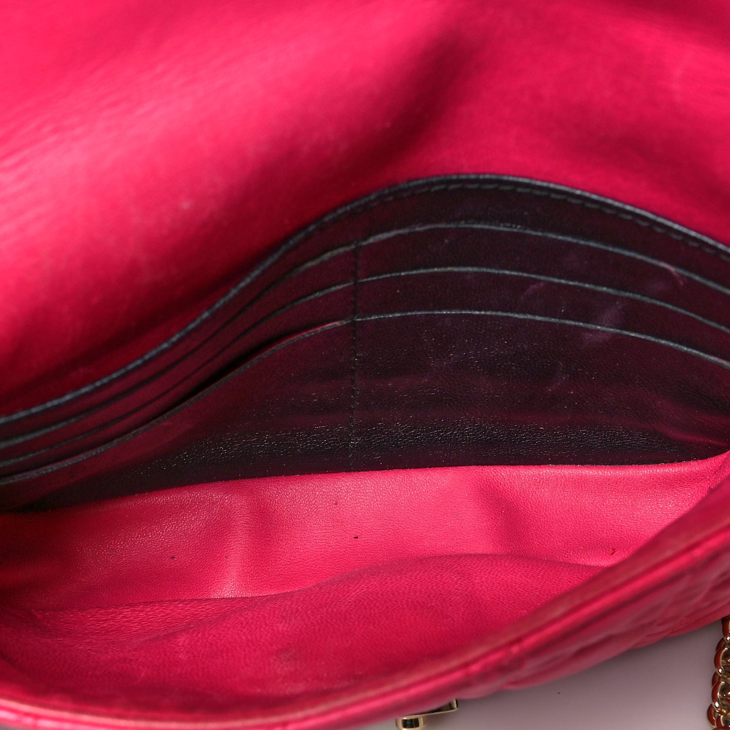Lambskin Cannage Miss Dior Promenade Pouch Fuchsia