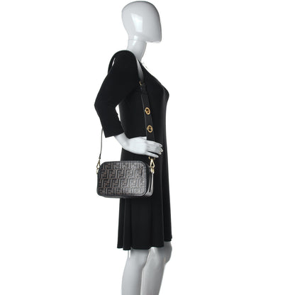 Fendi Vitello Century F is Fendi Bi-Color FF 1974 Embossed Camera Case Maya Black 2 of 11