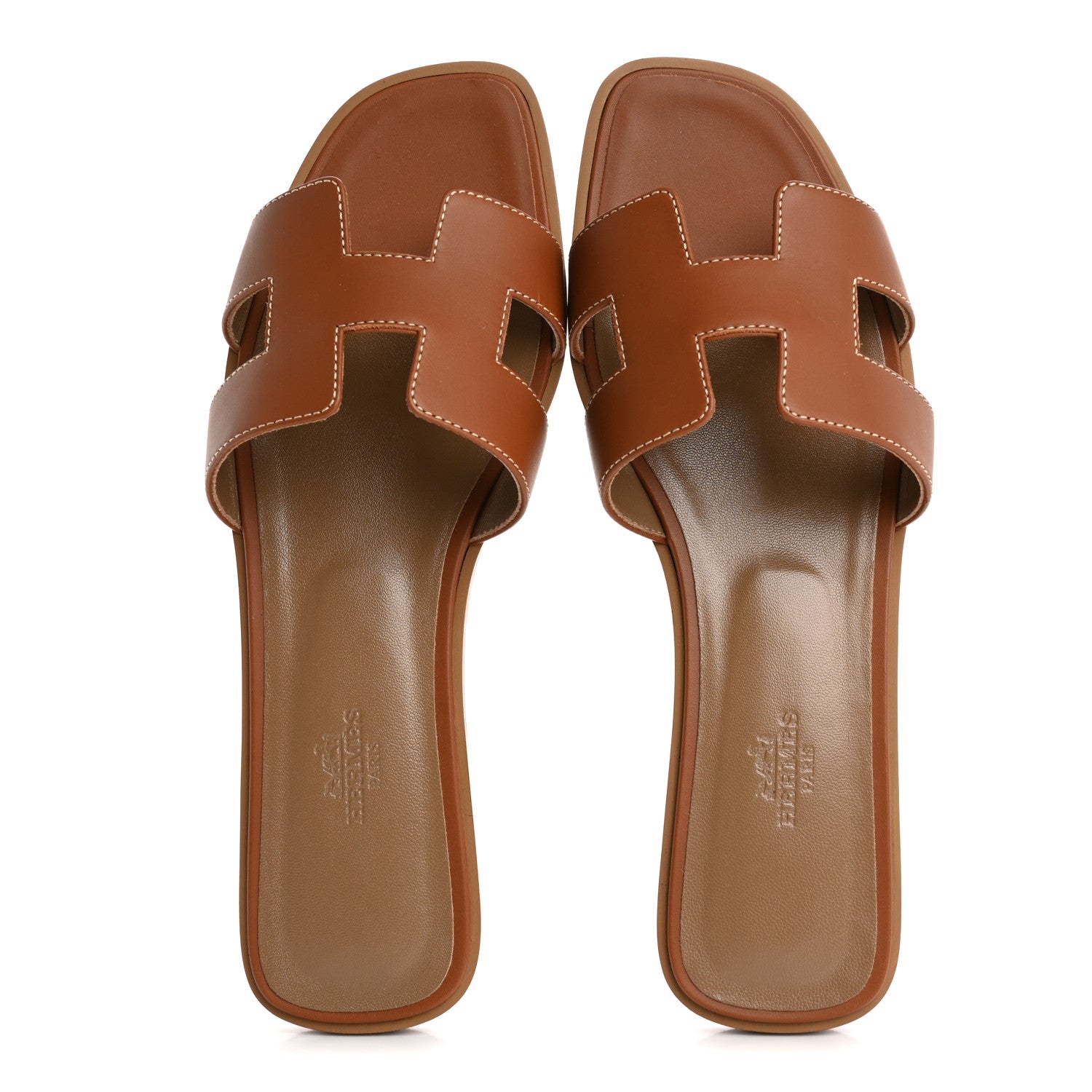 Hermes Box Calfskin Oran Sandals 40 Gold 2 of 10