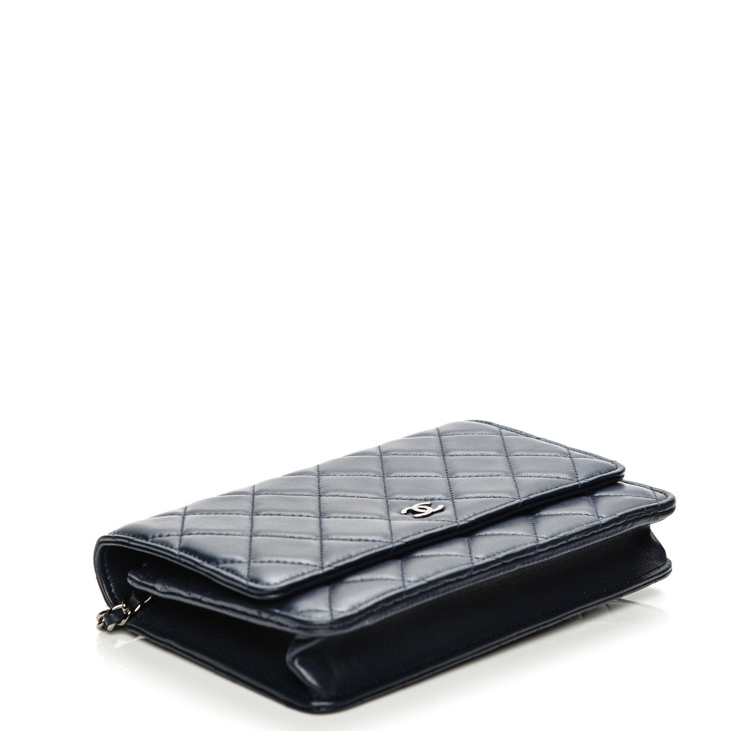 Chanel Lambskin Quilted Wallet On Chain WOC Navy Blue 4 of 8