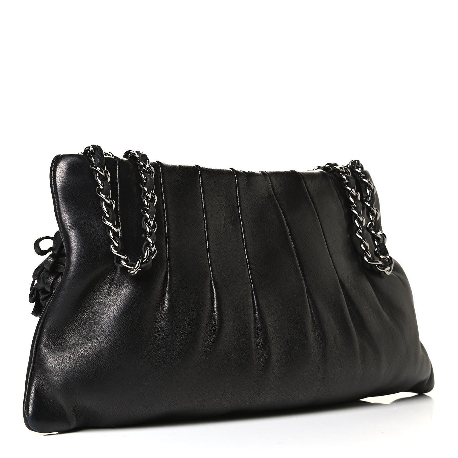 Chanel Lambskin Pleated Tassel Shoulder Bag Black 2 of 4