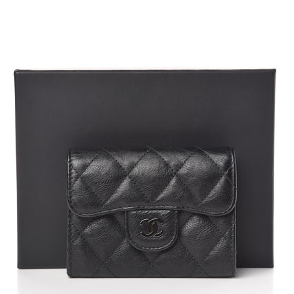 Chanel Crumpled Calfskin Quilted Flap Card Holder Wallet So Black 9 of 9