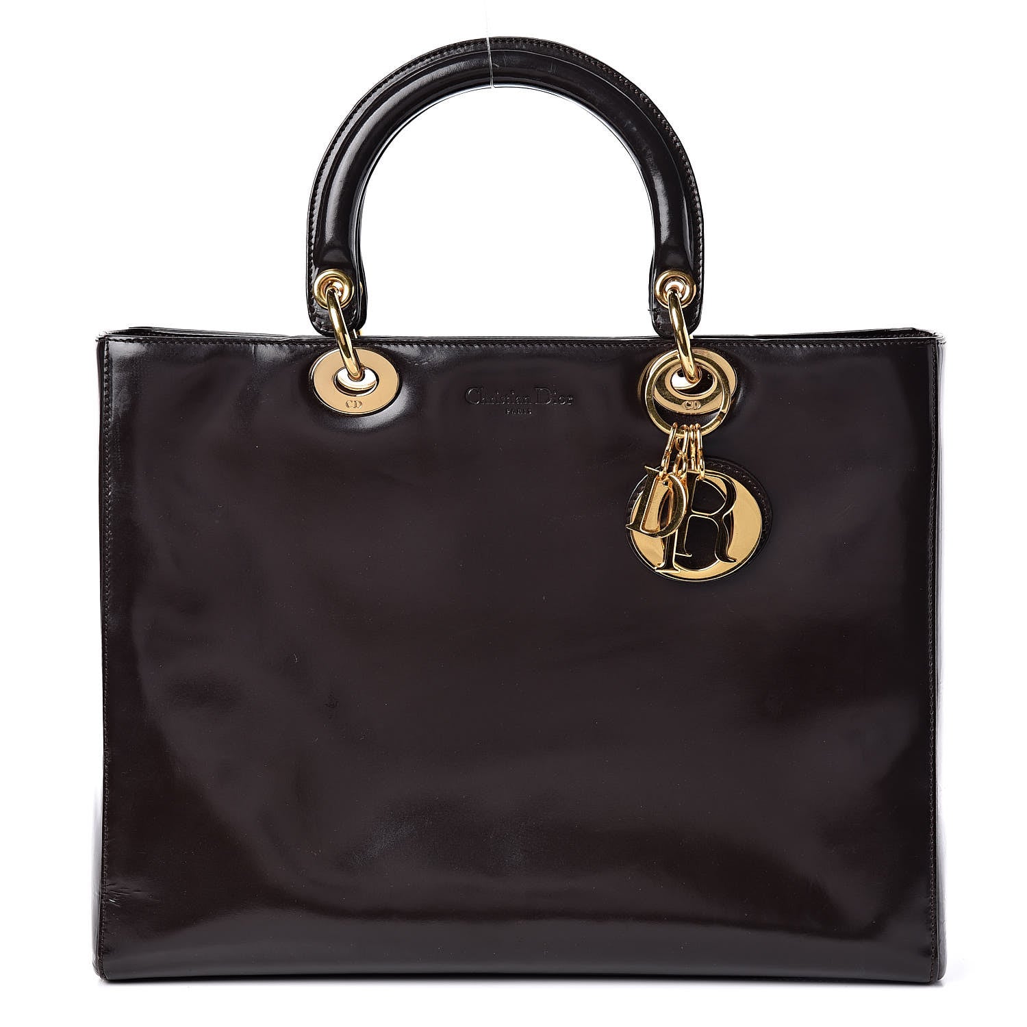 Christian Dior Glazed Calfskin Large Lady Dior Dark Brown 1 of 9