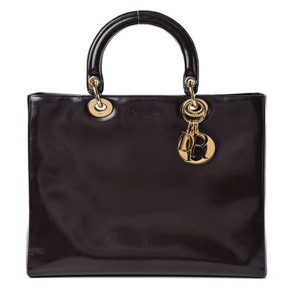 Christian Dior Glazed Calfskin Large Lady Dior Dark Brown 1 of 9