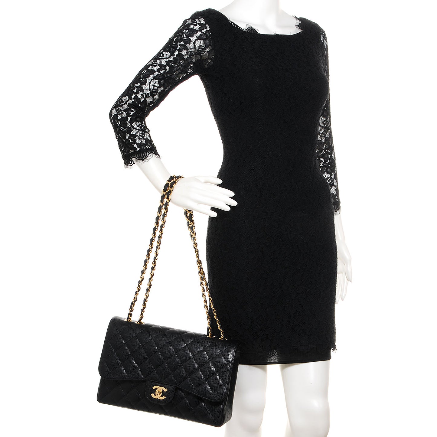 Caviar Jumbo Single Flap Black