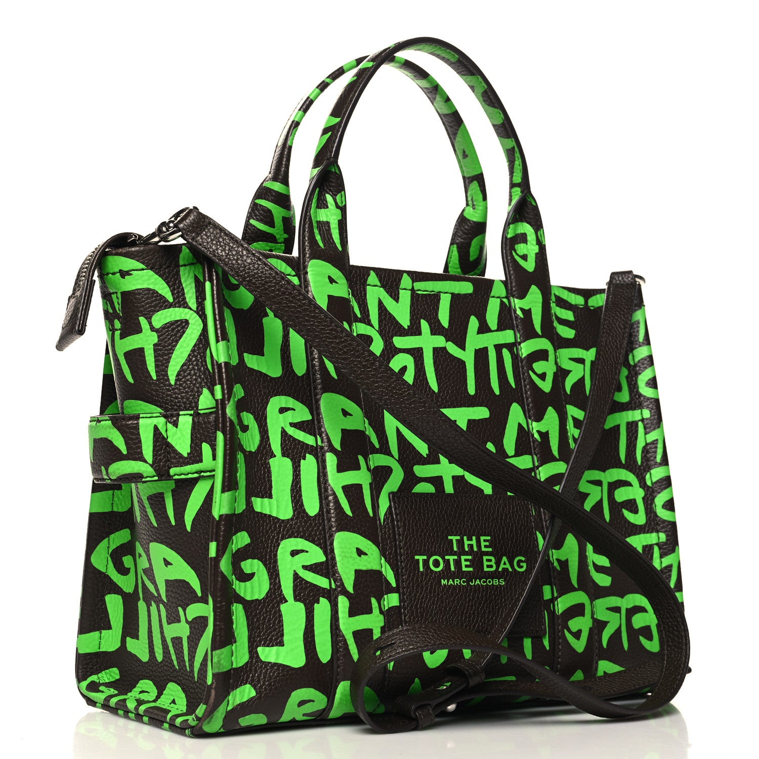 Marc Jacobs X STEPHEN SPROUSE Grained Calfskin Medium The Tote Bag Green 3 of 10