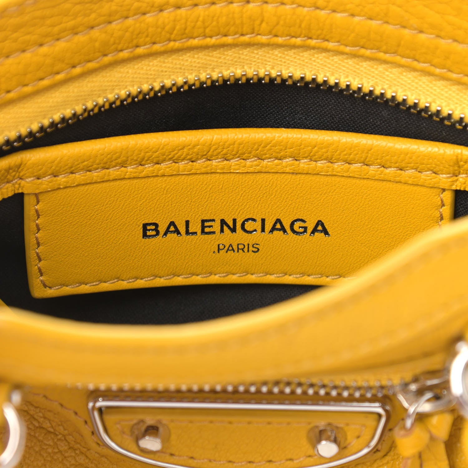 Balenciaga Chevre Silver Metallic Edge Hardware Nano City Jaune Epi 6 of 9