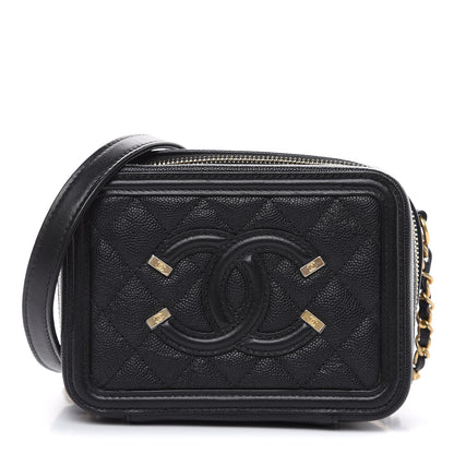 Chanel Caviar Quilted CC Filigree Vanity Clutch With Chain Black 1 of 11