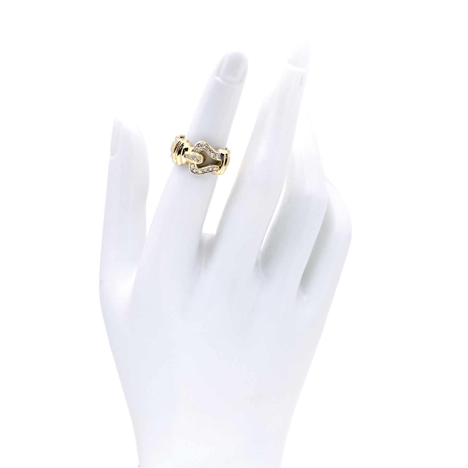 David Yurman 18K Yellow Gold Diamond Buckle Cable Ring 49 4.75 2 of 7