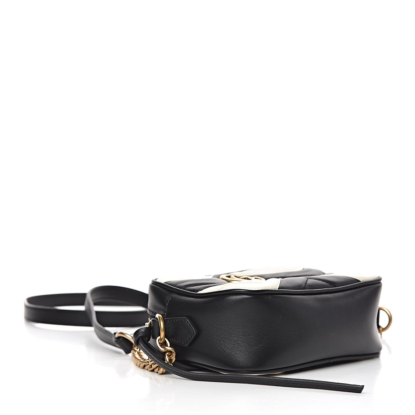 Calfskin Matelasse Mini GG Marmont Chain Shoulder Bag Black White