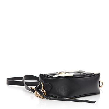 Gucci Calfskin Matelasse Mini GG Marmont Chain Shoulder Bag Black White 4 of 11