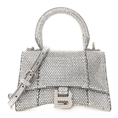Balenciaga Strass Suede Hourglass Top Handle Bag XS Smoke Grey Crystal 1 of 14