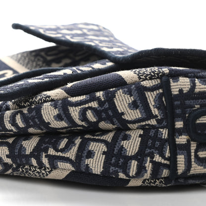 Christian Dior Oblique Embroidered Saddle Bag Blue 10 of 12