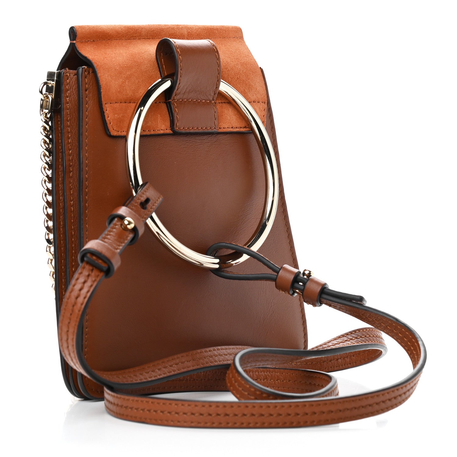 Chloe Suede Calfskin Mini Faye Bracelet Bag Tobacco 3 of 9