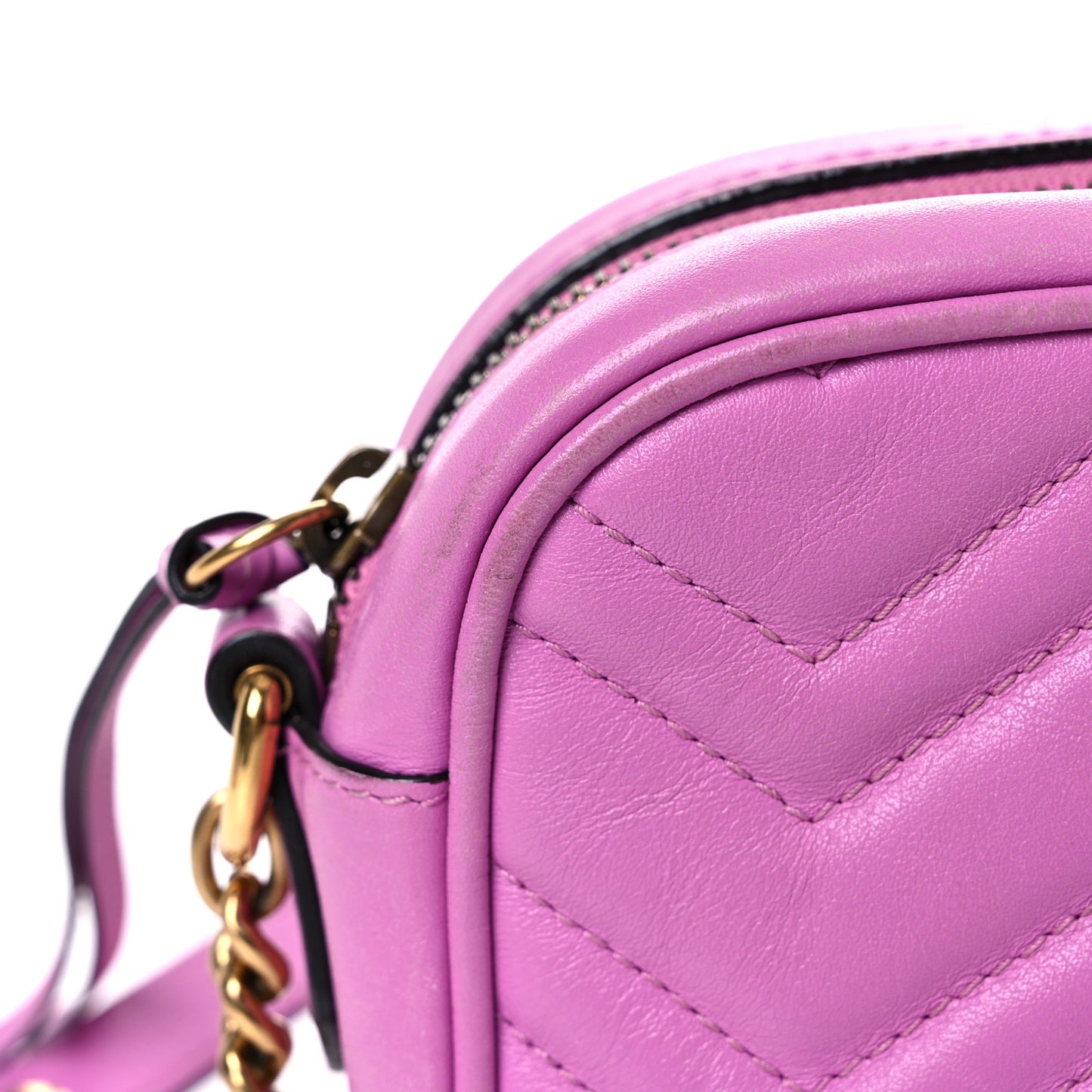 Calfskin Matelasse Mini GG Marmont Chain Shoulder Bag Candy Mousse
