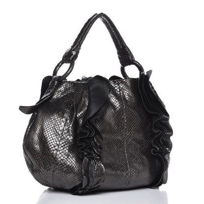 Prada Metallic Python Ruffle Tote 3 of 9