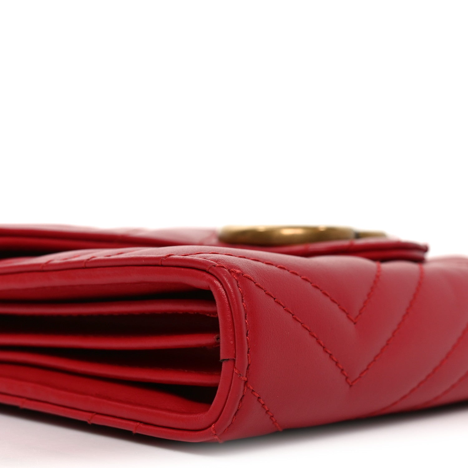 Gucci Calfskin Matelasse GG Marmont Chain Wallet Hibiscus Red 9 of 10