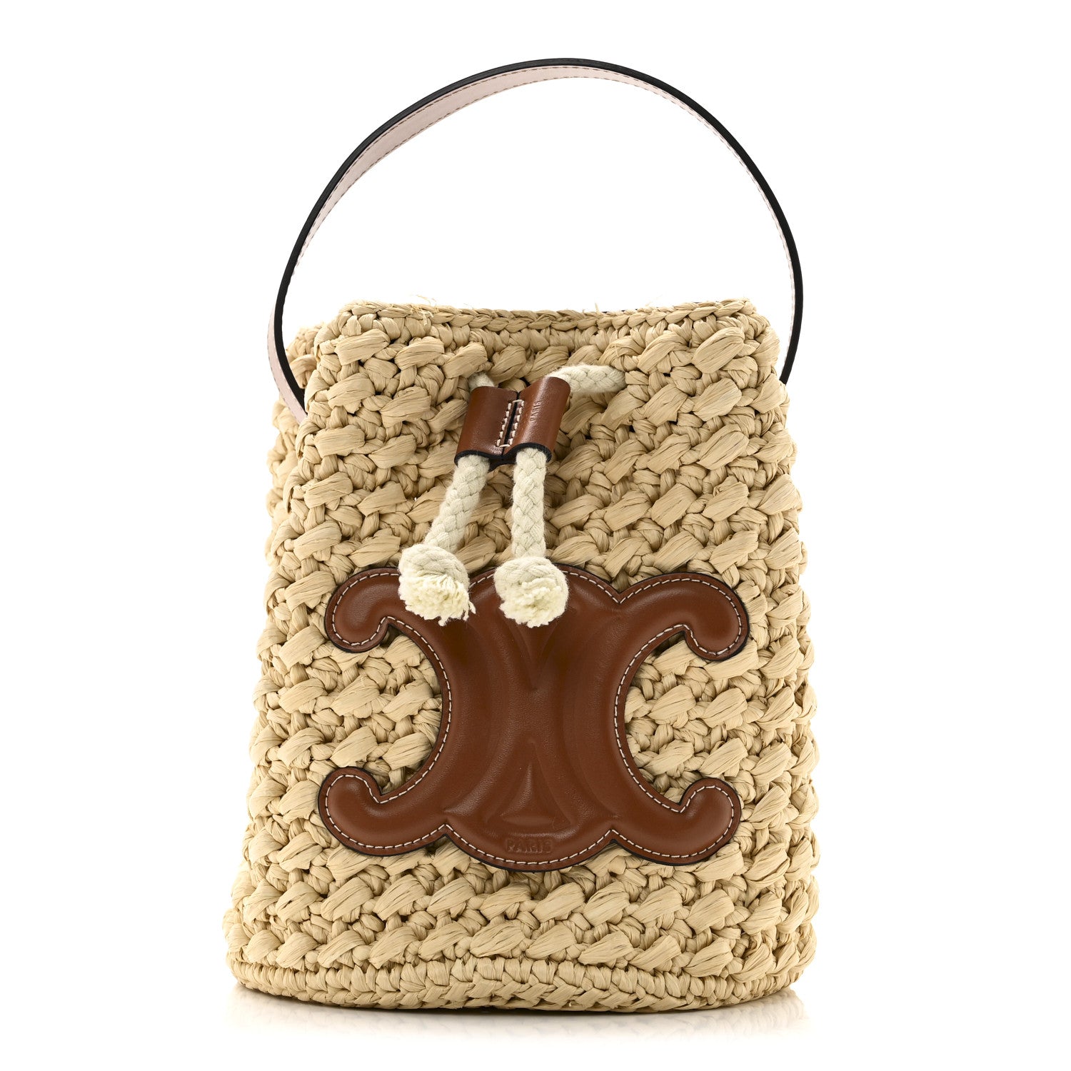 Celine Raffia Calfskin Drawstring Teen Natural Tan 1 of 9