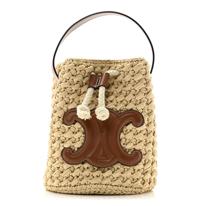 Celine Raffia Calfskin Drawstring Teen Natural Tan 1 of 9