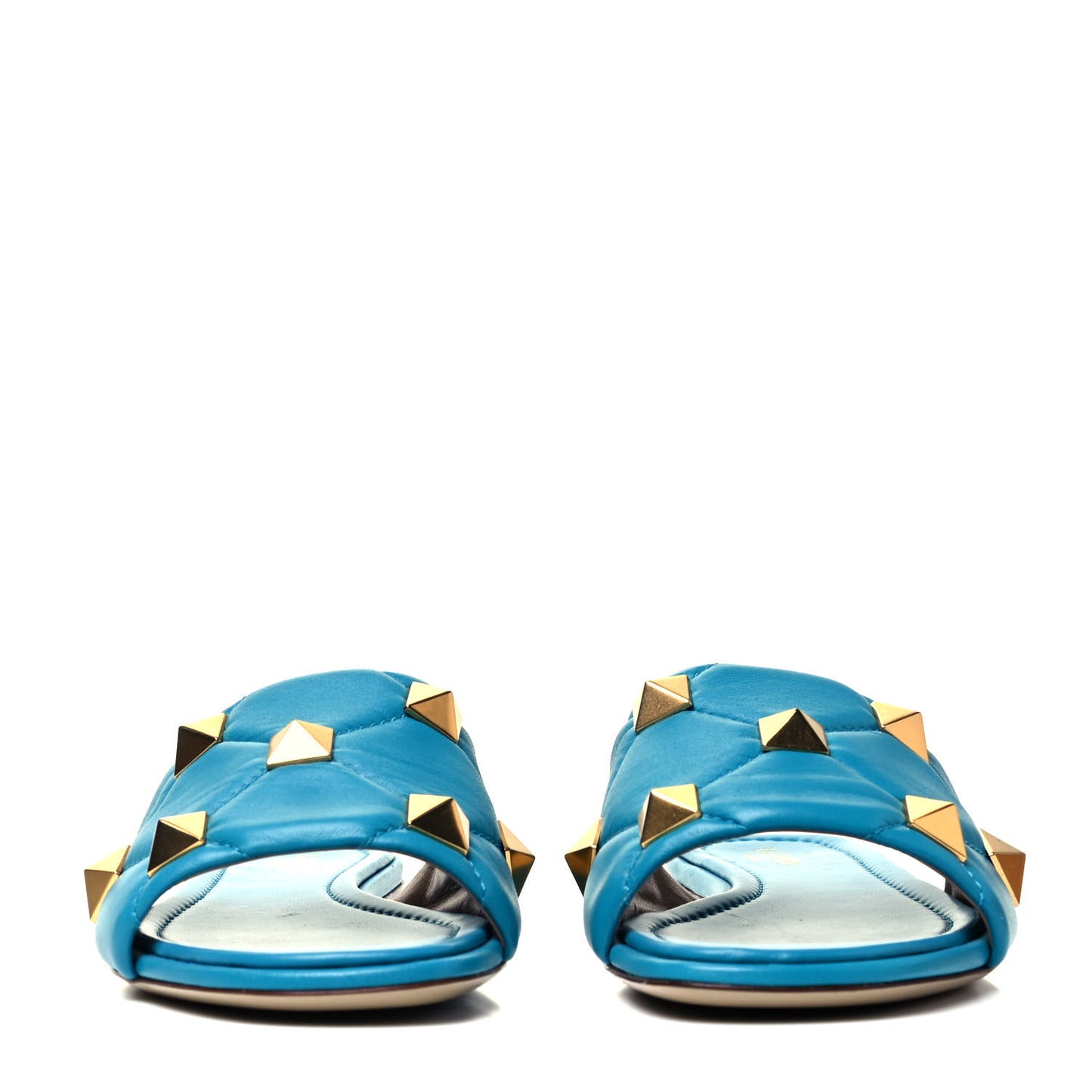 Nappa Roman Stud Flat Slide Sandals 39 Sky Fall