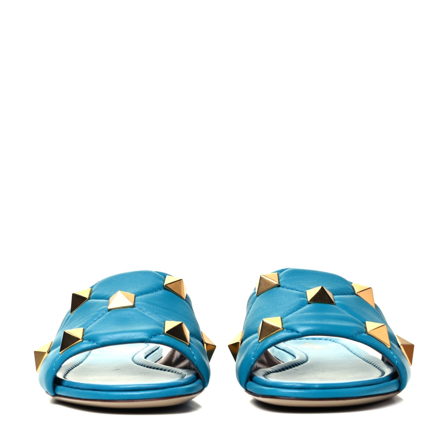 Valentino Garavani Nappa Roman Stud Flat Slide Sandals 39 Sky Fall 2 of 7
