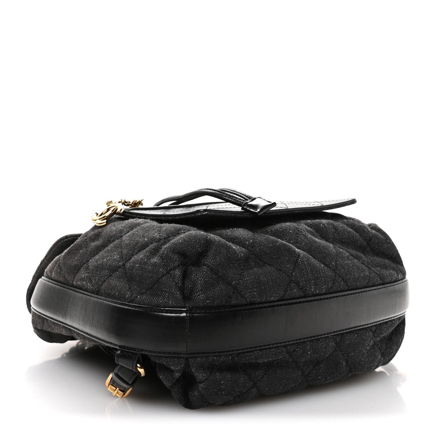 Chanel Denim Calfskin Quilted Backpack Dark Grey Black 1805675