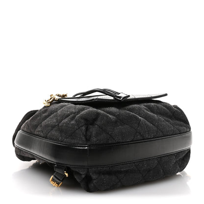 Chanel Denim Calfskin Quilted Backpack Dark Grey Black 4 of 10