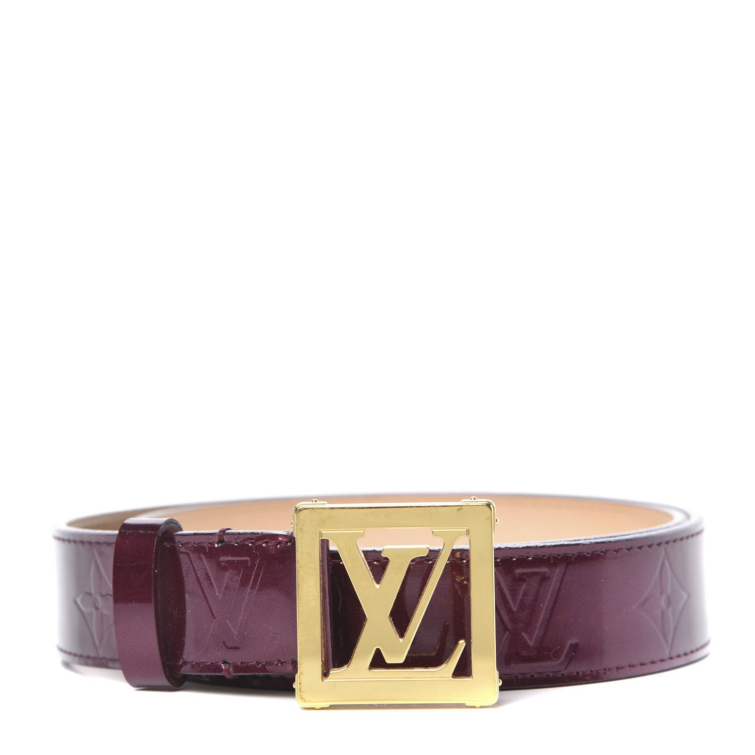Louis Vuitton Vernis LV Frame Belt 85 34 Rouge Fauviste 1 of 5
