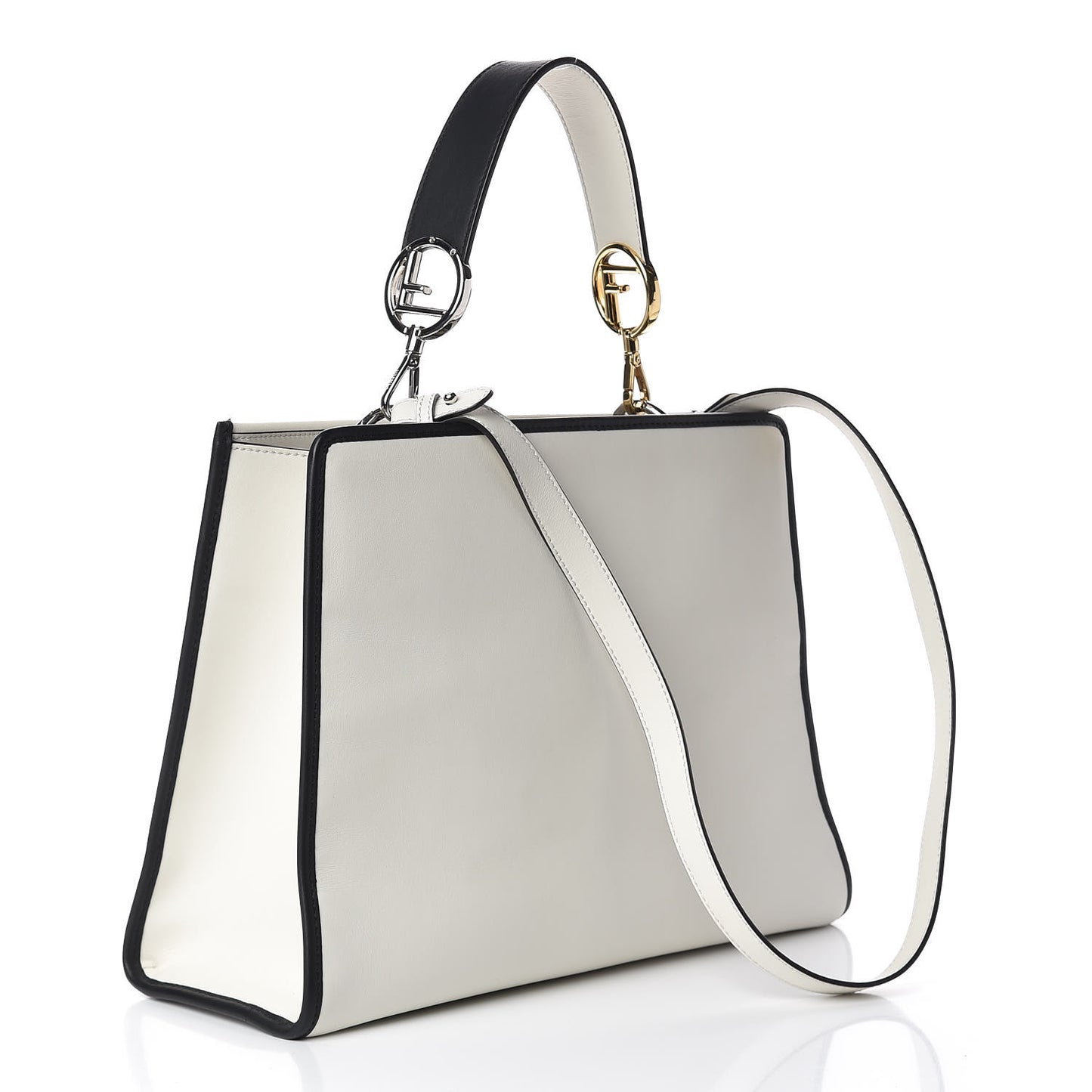 Vitello Century Opaco F is Fendi Bi-Color Regular Runaway Satchel White Ice Black