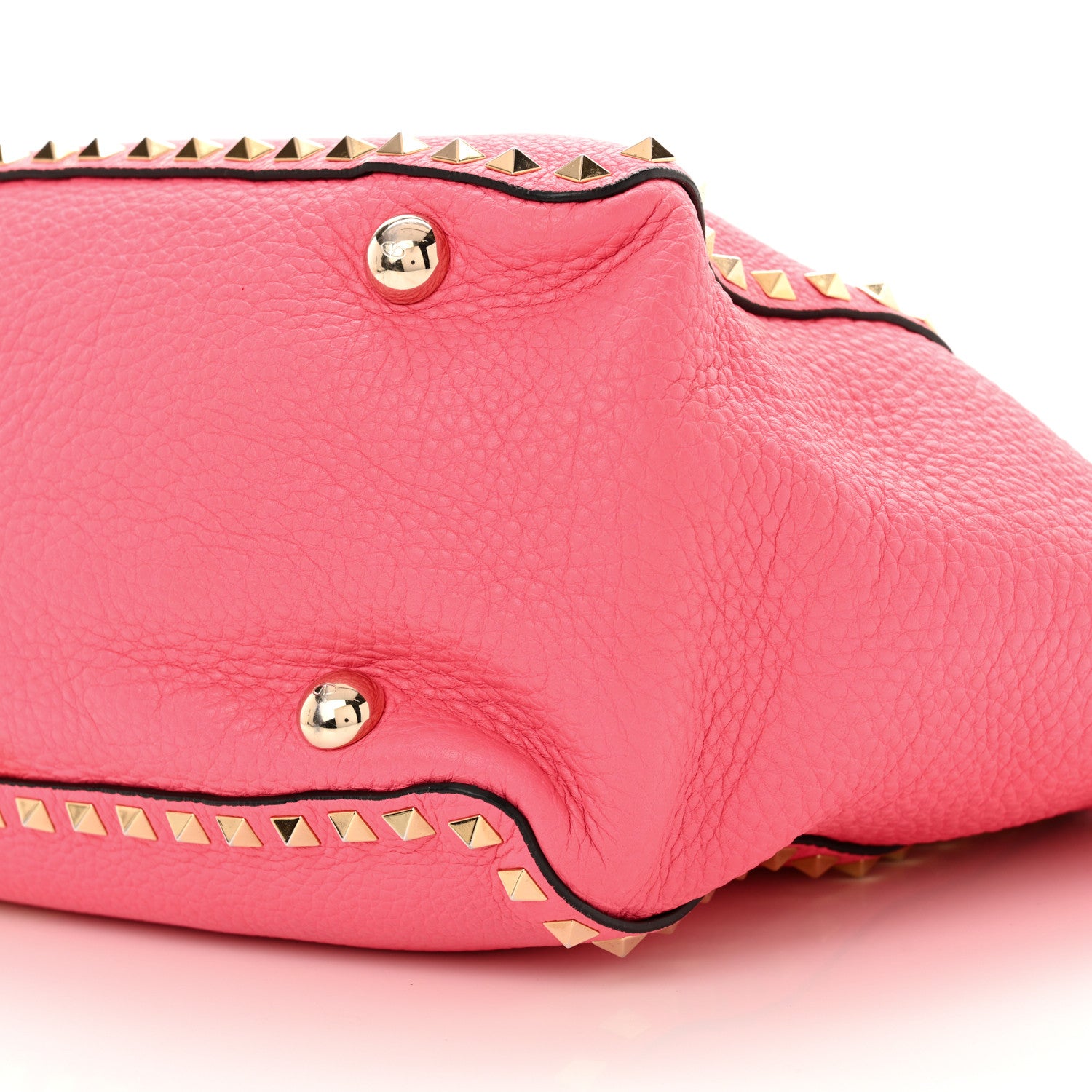 Valentino Garavani Pebbled Calfskin Medium Rockstud Tote Fuxia Fluo 10 of 12