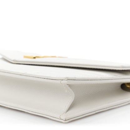 Saint Laurent Grain De Poudre Matelasse Chevron Monogram Envelope Chain Wallet Crema Soft 10 of 11