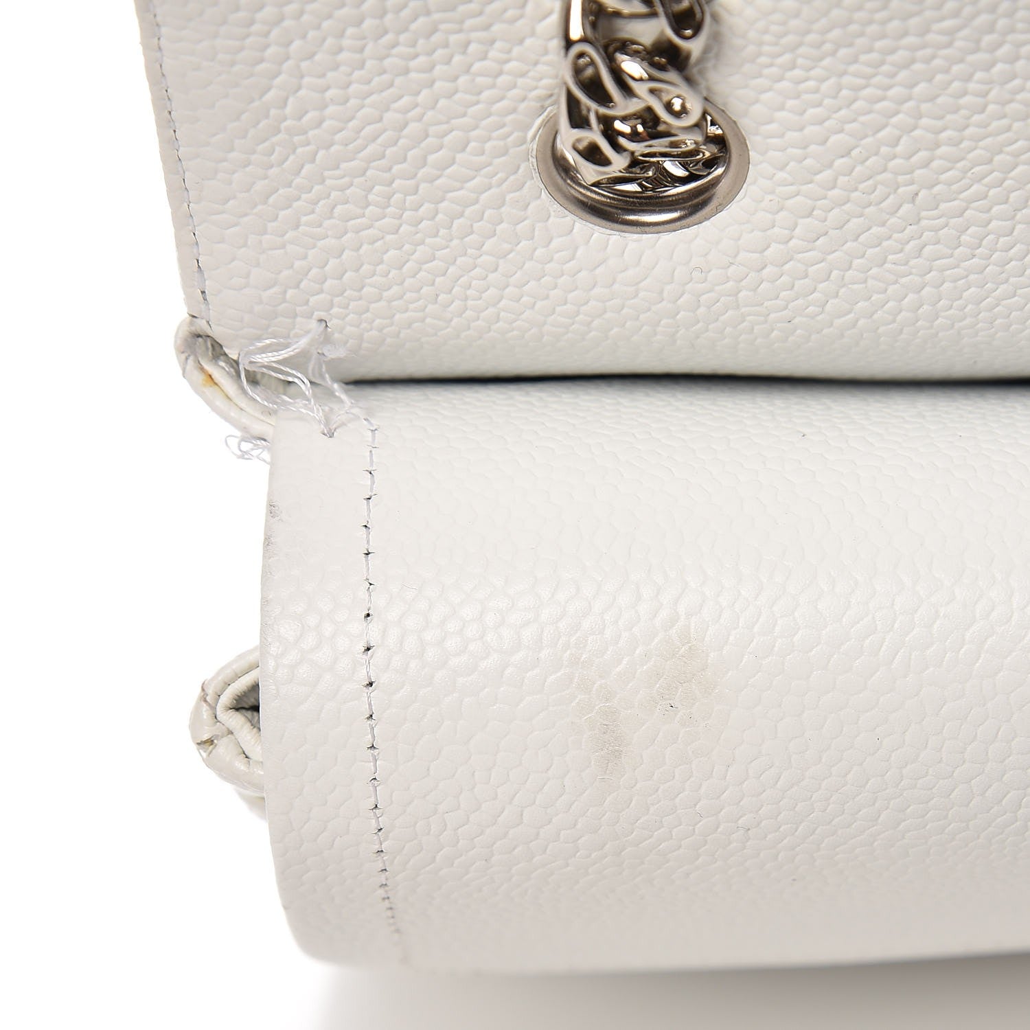 Chanel Caviar Quilted Medium Double Flap Bijoux Chain White 10 of 16