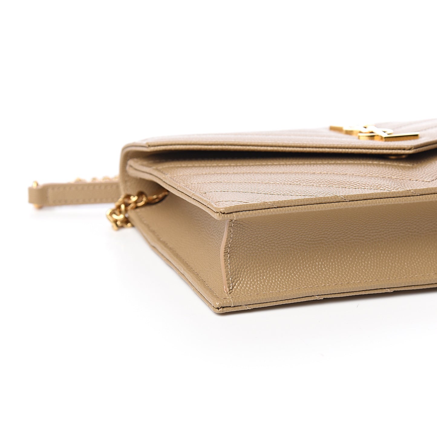 Grain De Poudre Matelasse Chevron Monogram Envelope Chain Wallet Taupe