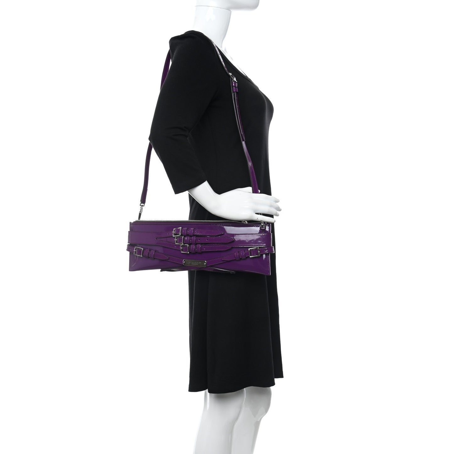 Patent Bridle Calfskin Parmoor Clutch Bag Purple