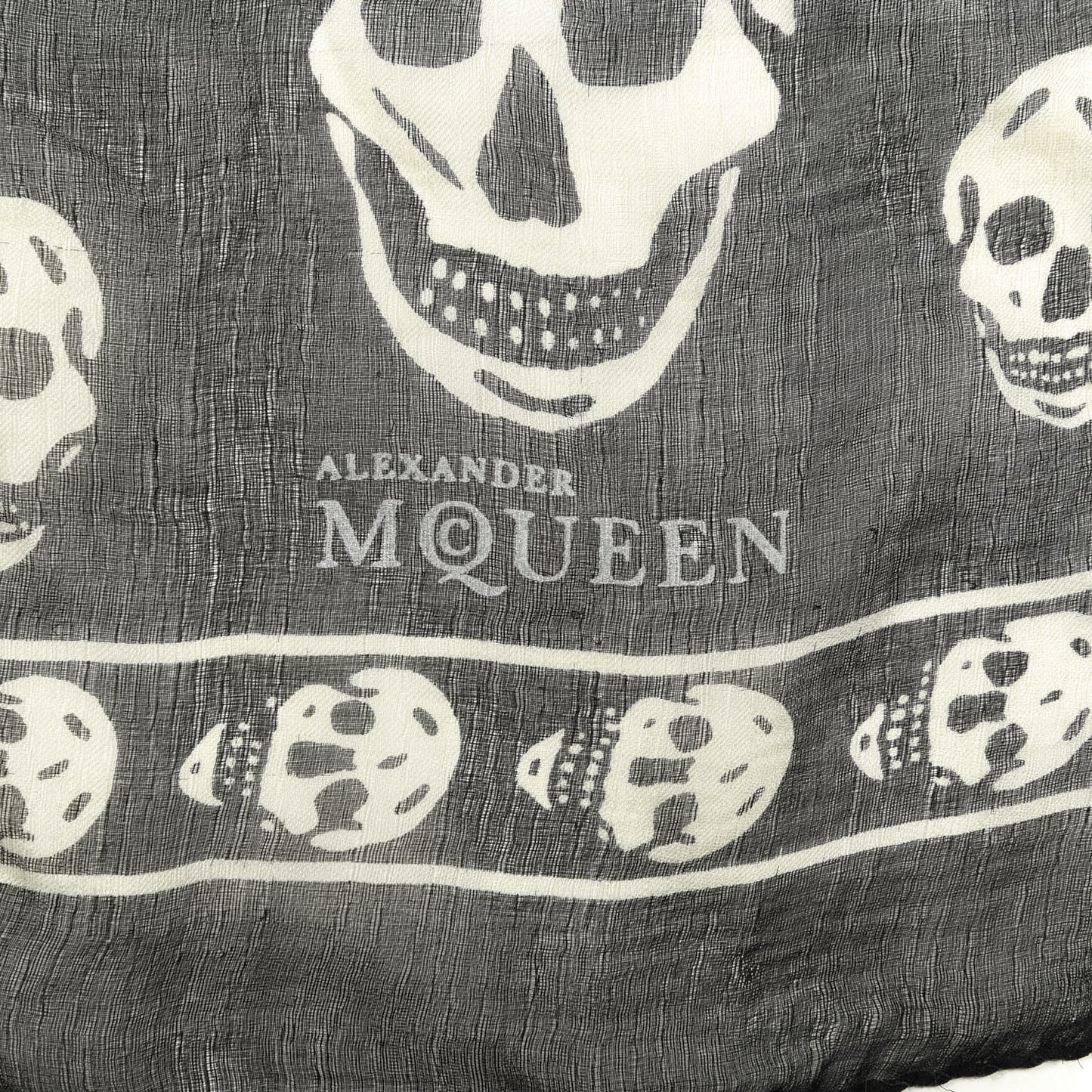 Silk Chiffon Skull Scarf Black Ivory