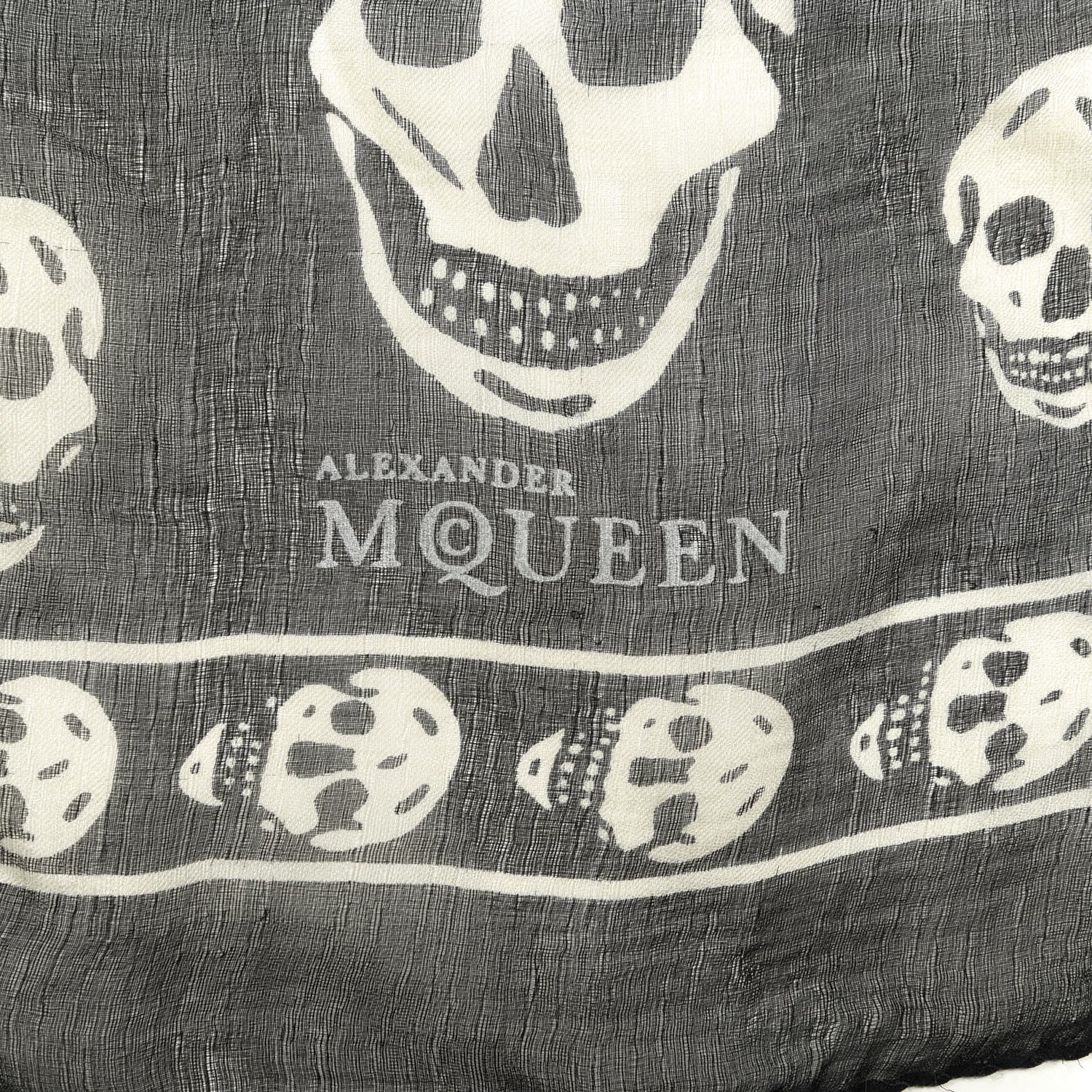 Alexander McQueen Silk Chiffon Skull Scarf Black Ivory 2 of 3