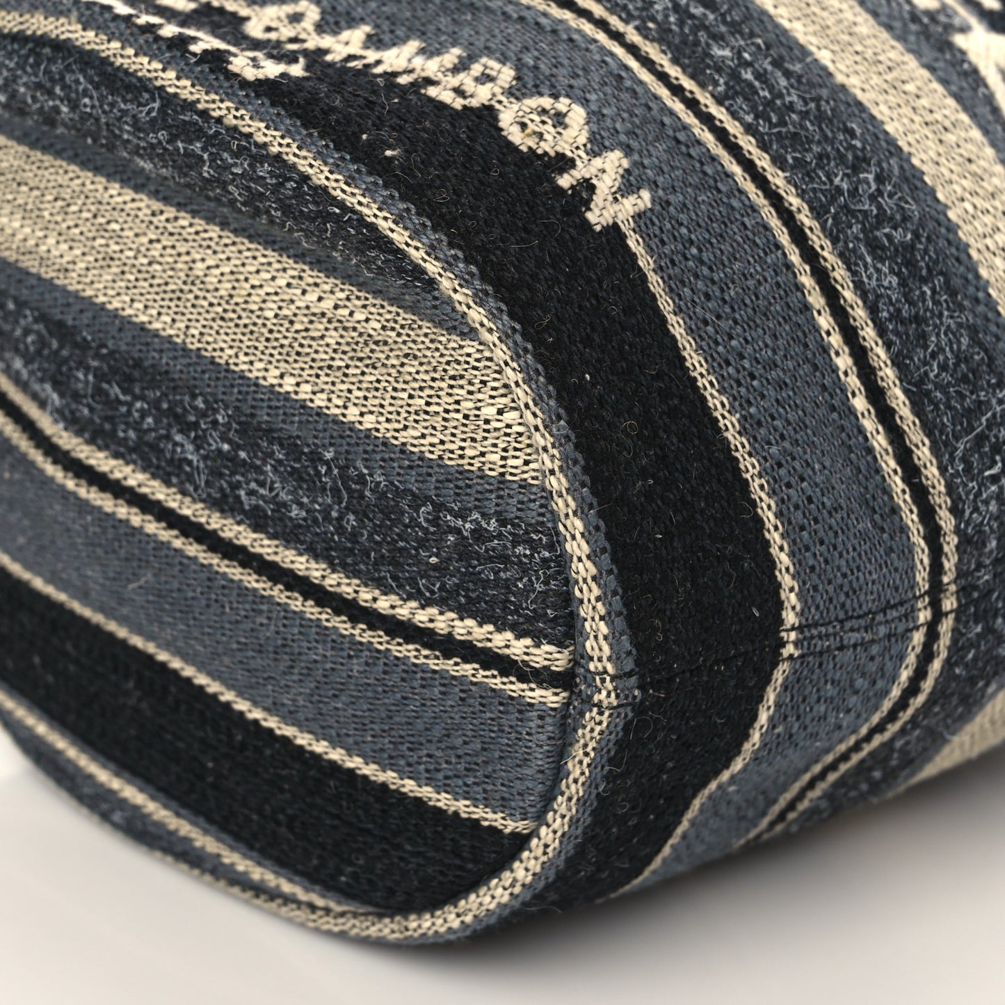 Striped Canvas Deauville Drawstring Bag Grey Black