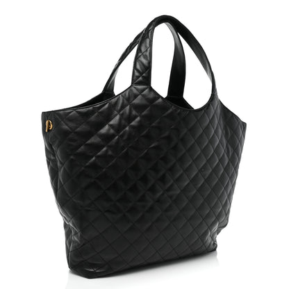 Saint Laurent Lambskin Quilted Maxi Icare Shopping Tote Black 5 of 14